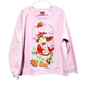 Strawberry Shortcake Crewneck Sweatshirt Long Sleeve Pink Women's Size XL